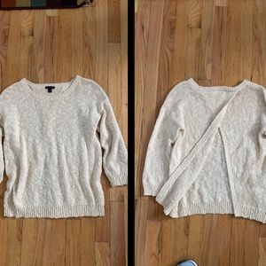 Ann Taylor cream split open back sweater